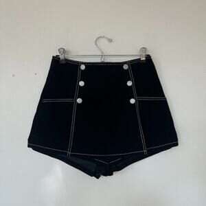 Urban Outfitters Black Velvet Contrast Stitch Mini Skort